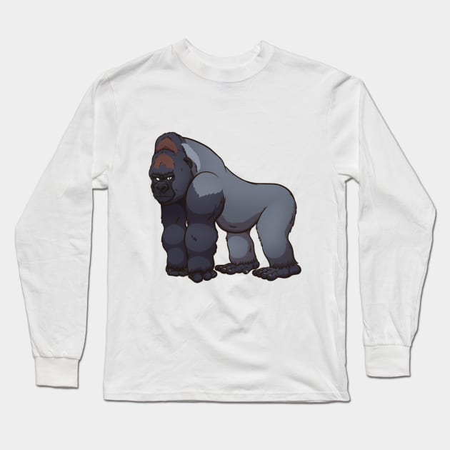 Silverback Gorilla Long Sleeve T-Shirt by TheMaskedTooner
